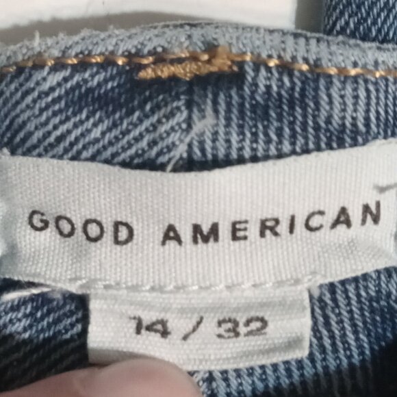 Good American Women's High Rise Good Waist Palazoo Crop Raw Hem Jeans 14 - Picture 6 of 7